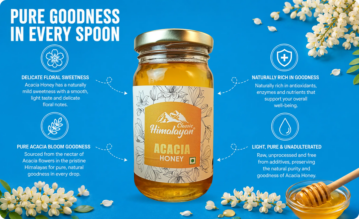 Classic Himalayan acacia honey flavor benefits