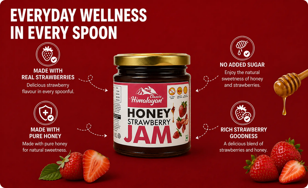 Himalayan honey strawberry jam with real strawberries
