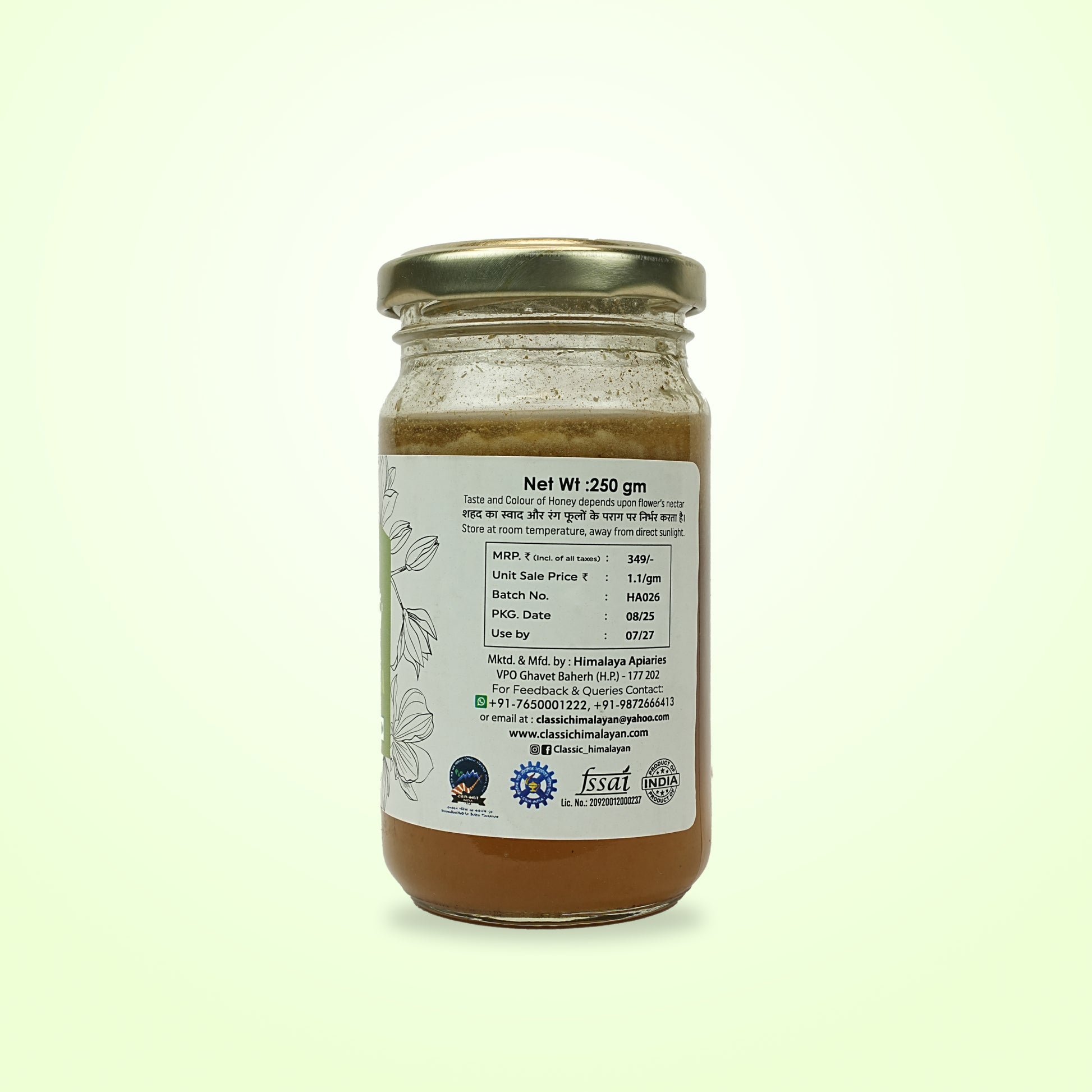 Classic Himalayan Ashwagandha Honey Ingredients Net wt