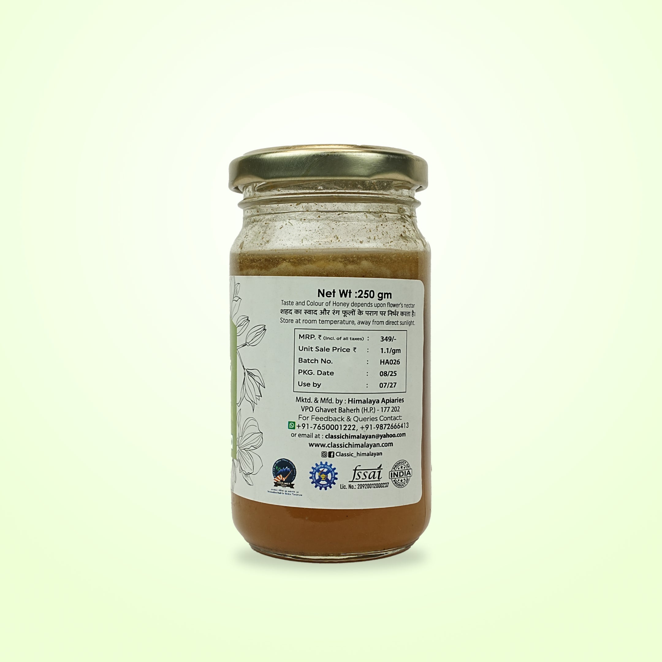 Classic Himalayan Ashwagandha Honey Ingredients Net wt