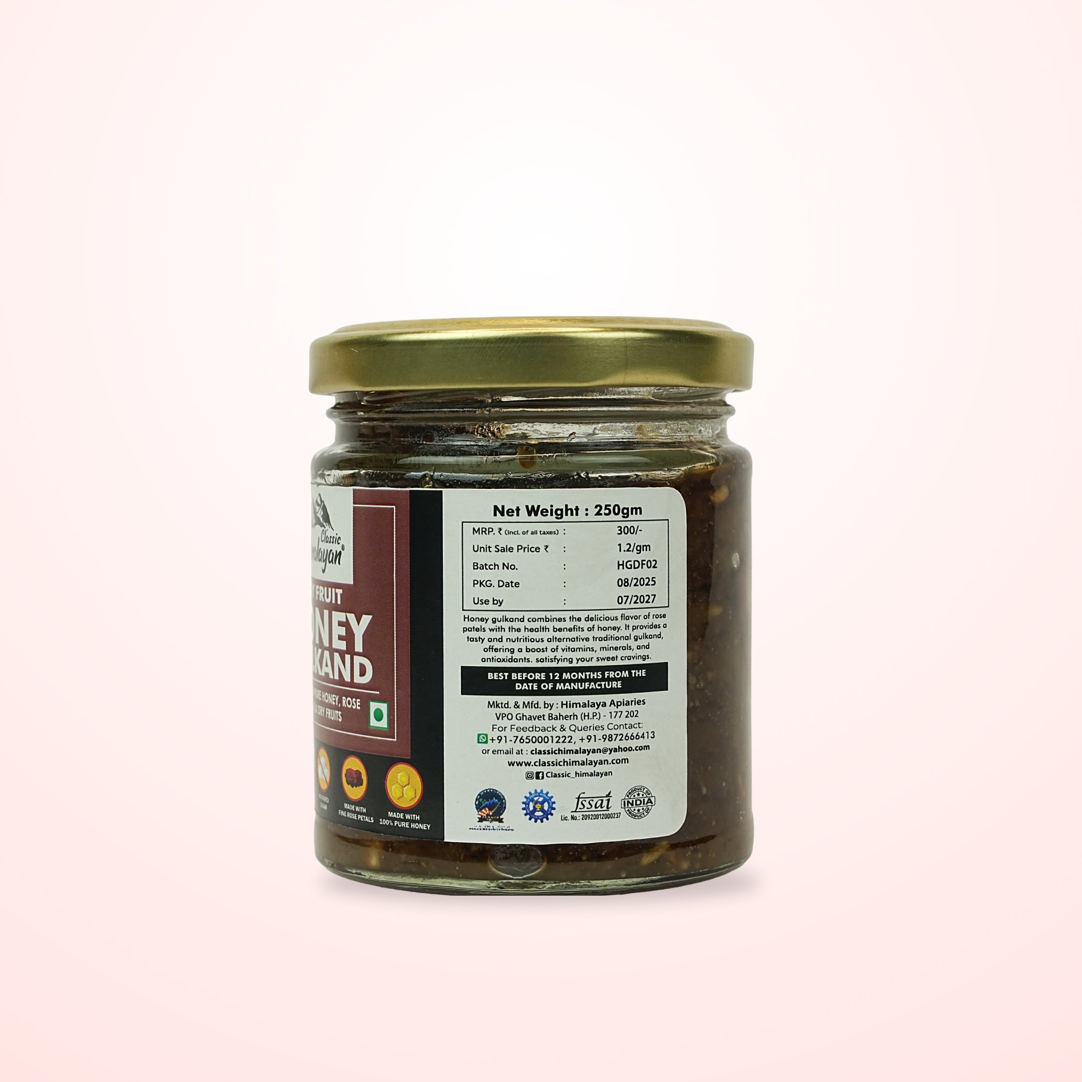 Classic Himalayan Dry Fruit Honey Gulkand Net Wt 250g