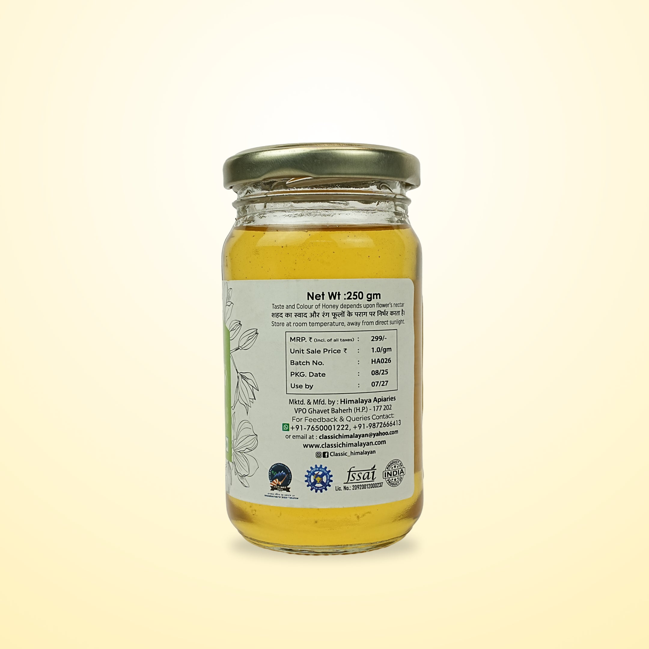 Classic Himalayan Lemongrass Honey Net wt 250g