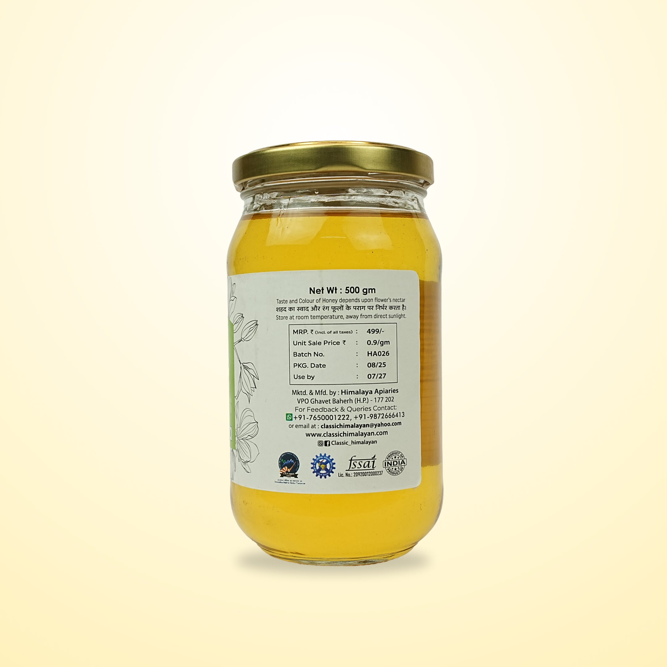 Classic Himalayan Lemongrass Honey Net wt 500g