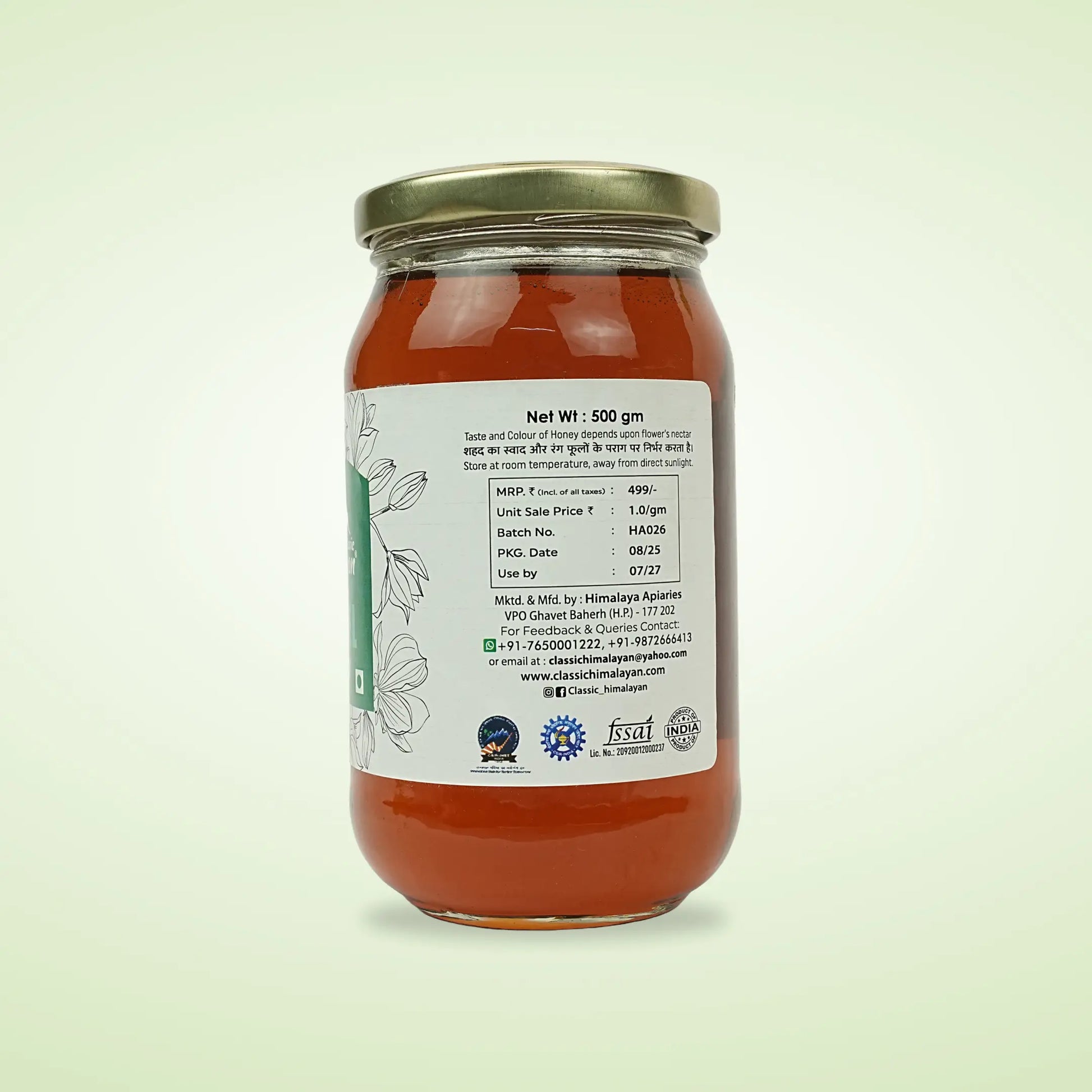 Fennel Honey for Digestion Net wt 500g