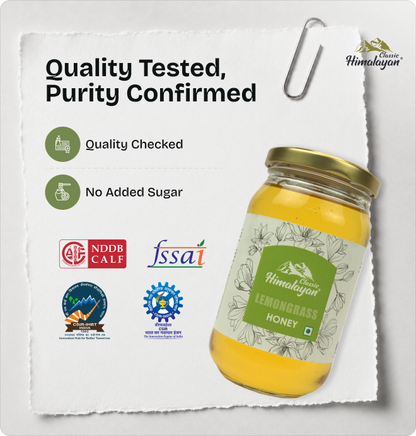 Himalayan Lemongrass Honey with quality and purity certifications.