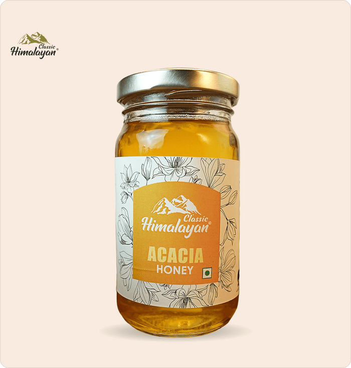 Classic Himalayan Acacia Honey jar.