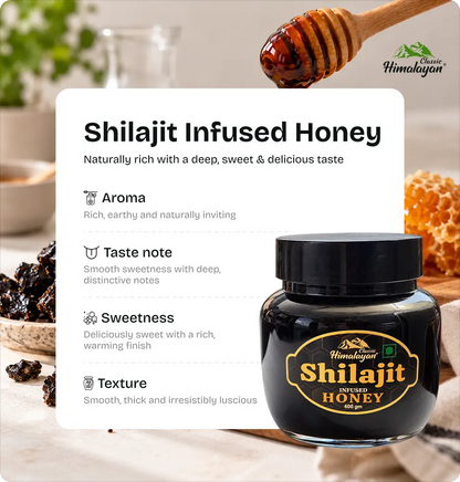 A jar of Himalayan Shilajit Infused Honey