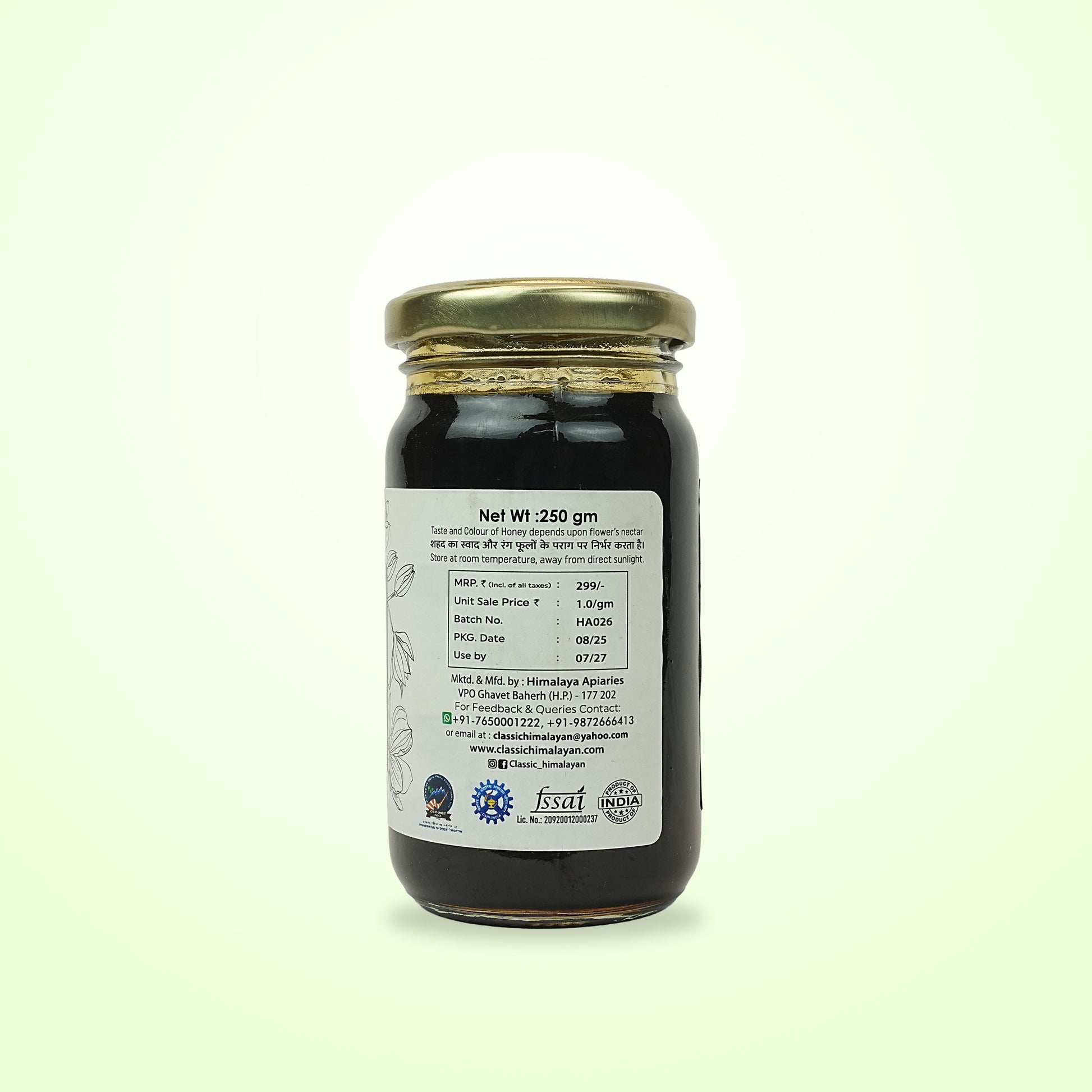 Pure Raw Black Forest Honey from Himalayan Forests Net Wt