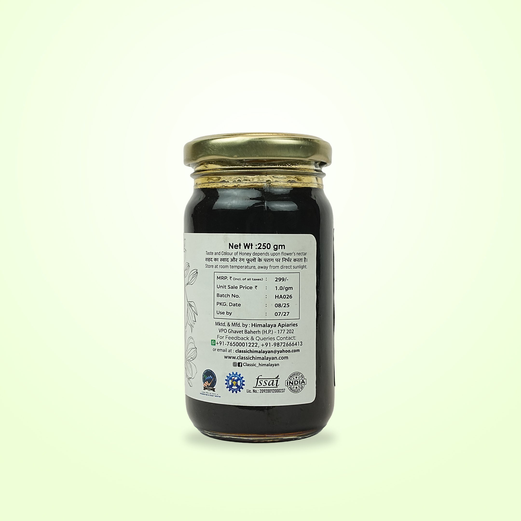 Pure Raw Black Forest Honey from Himalayan Forests Net Wt