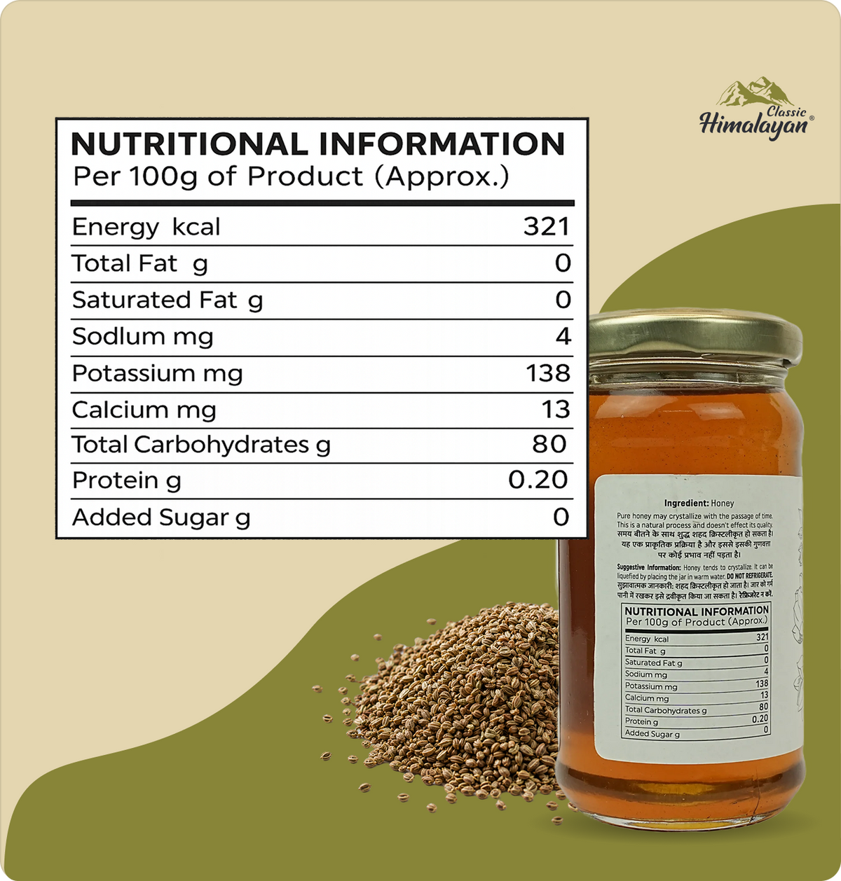 Ajwain Honey Nutrition information 