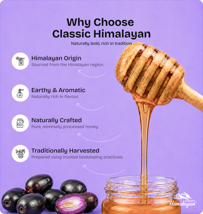 Classic Himalayan Honey with traditional harvesting highlights.