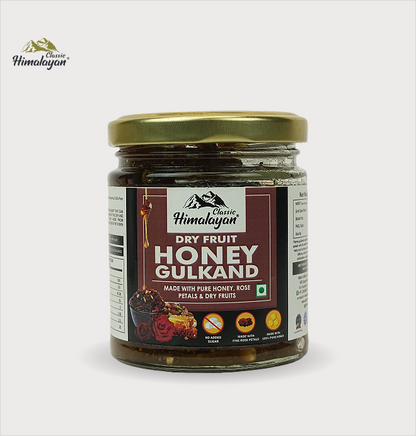 Classic Himalayan Dry Fruit Gulkand jar on gray background