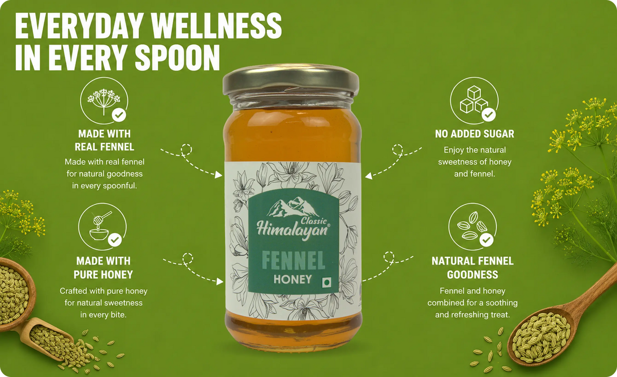 Classic Himalayan fennel honey with fennel seeds