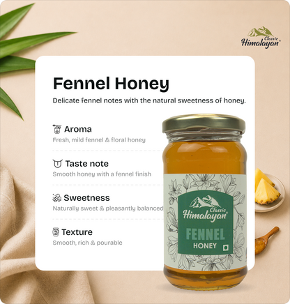 Classic Himalayan Fennel Honey with lemon slices