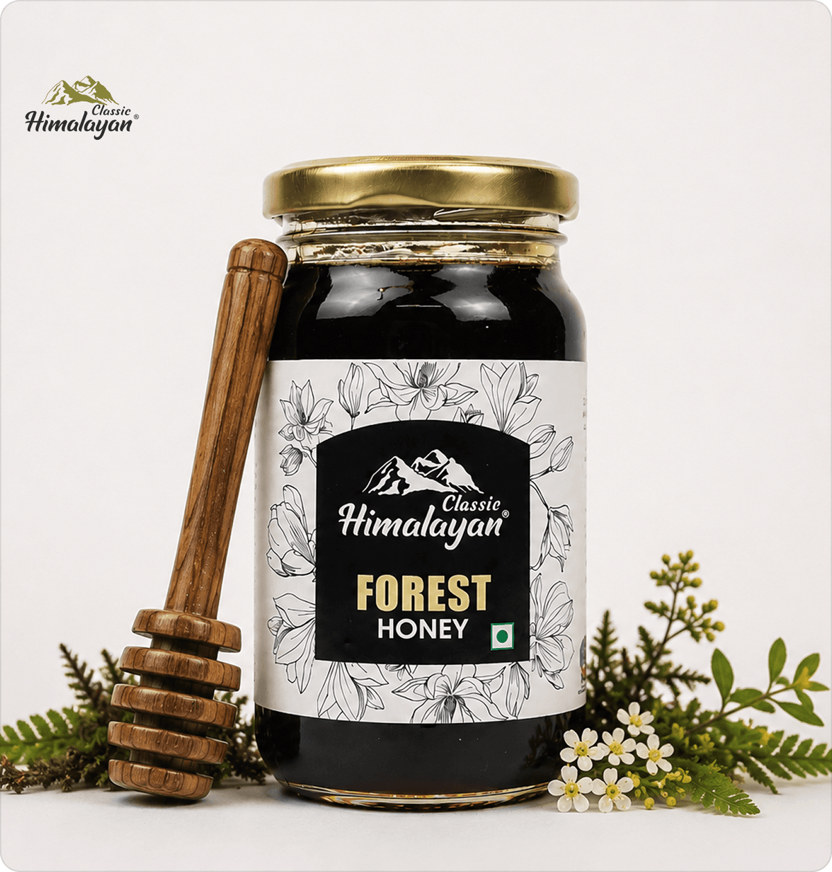 Forest honey with honey dipper