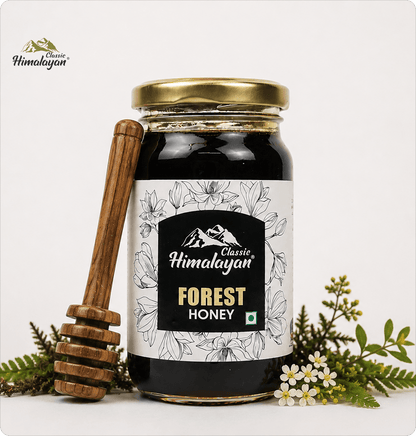 Forest honey with honey dipper