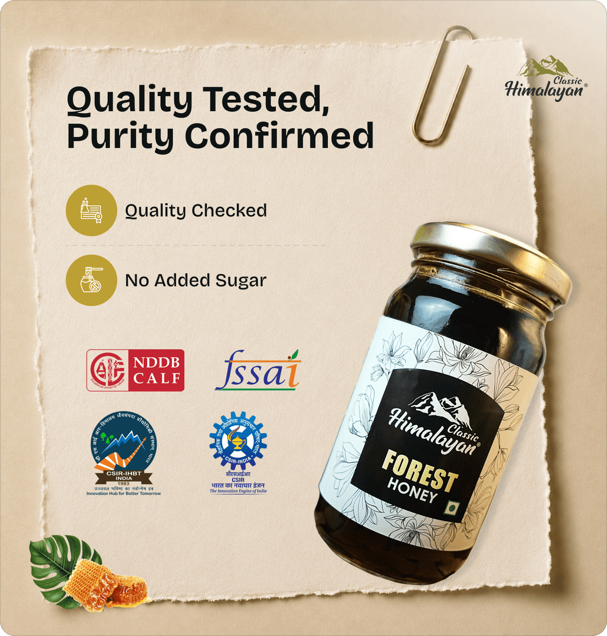 Himalayan Forest Honey quality tested certification graphic