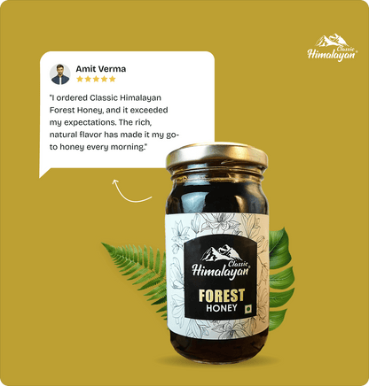 Classic Himalayan Forest Honey jar with customer review