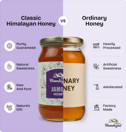 Classic Himalayan Honey vs ordinary honey comparison.