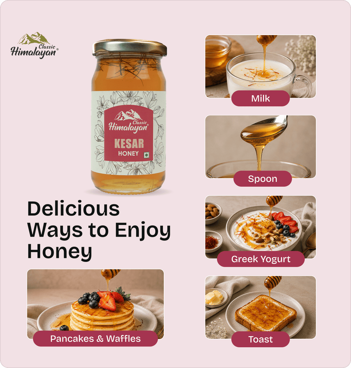 Classic Himalayan Kesar Honey serving ideas