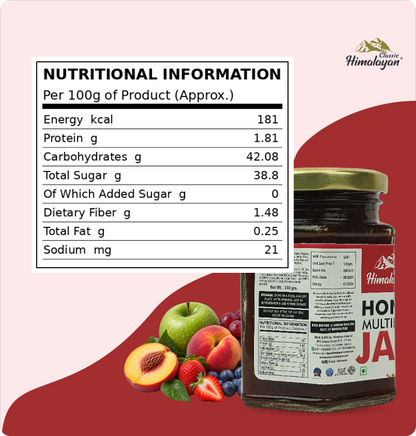 Classic Himalayan Multifruit Jam nutritional information label