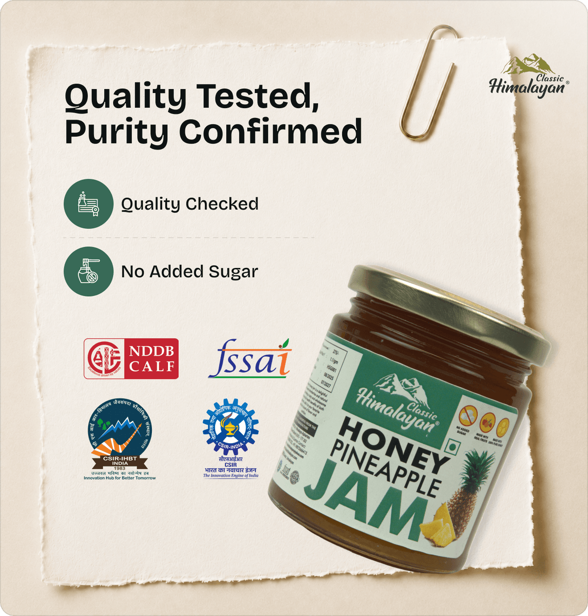 Himalayan Pineapple Jam quality certification graphic