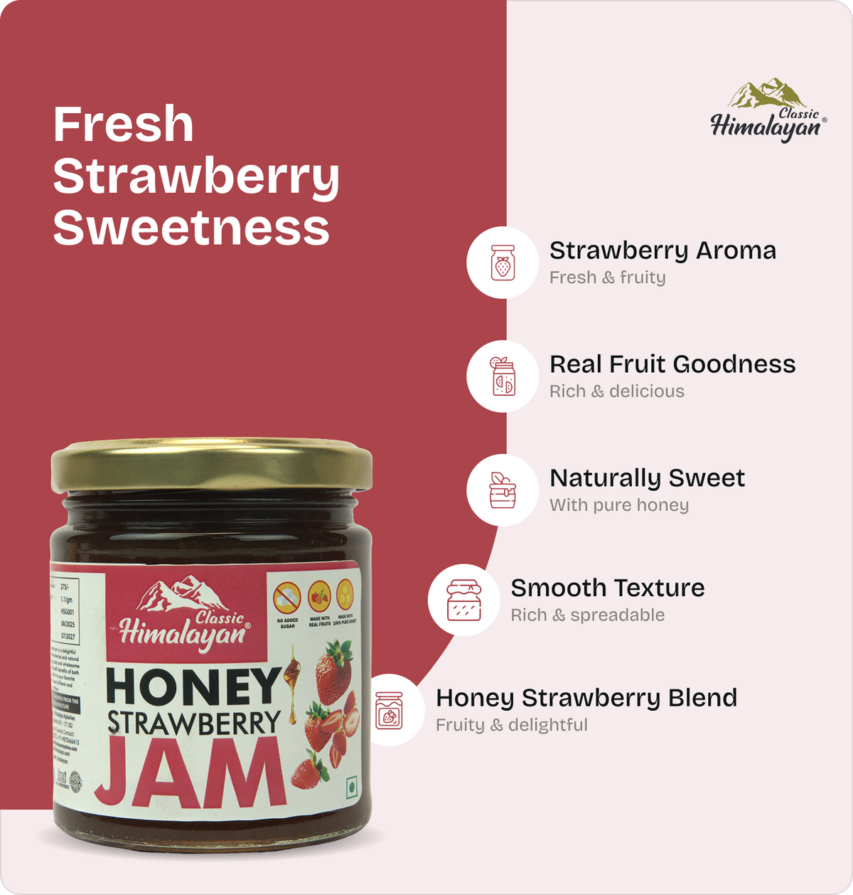 Classic Himalayan Strawberry Jam benefits promotional graphic