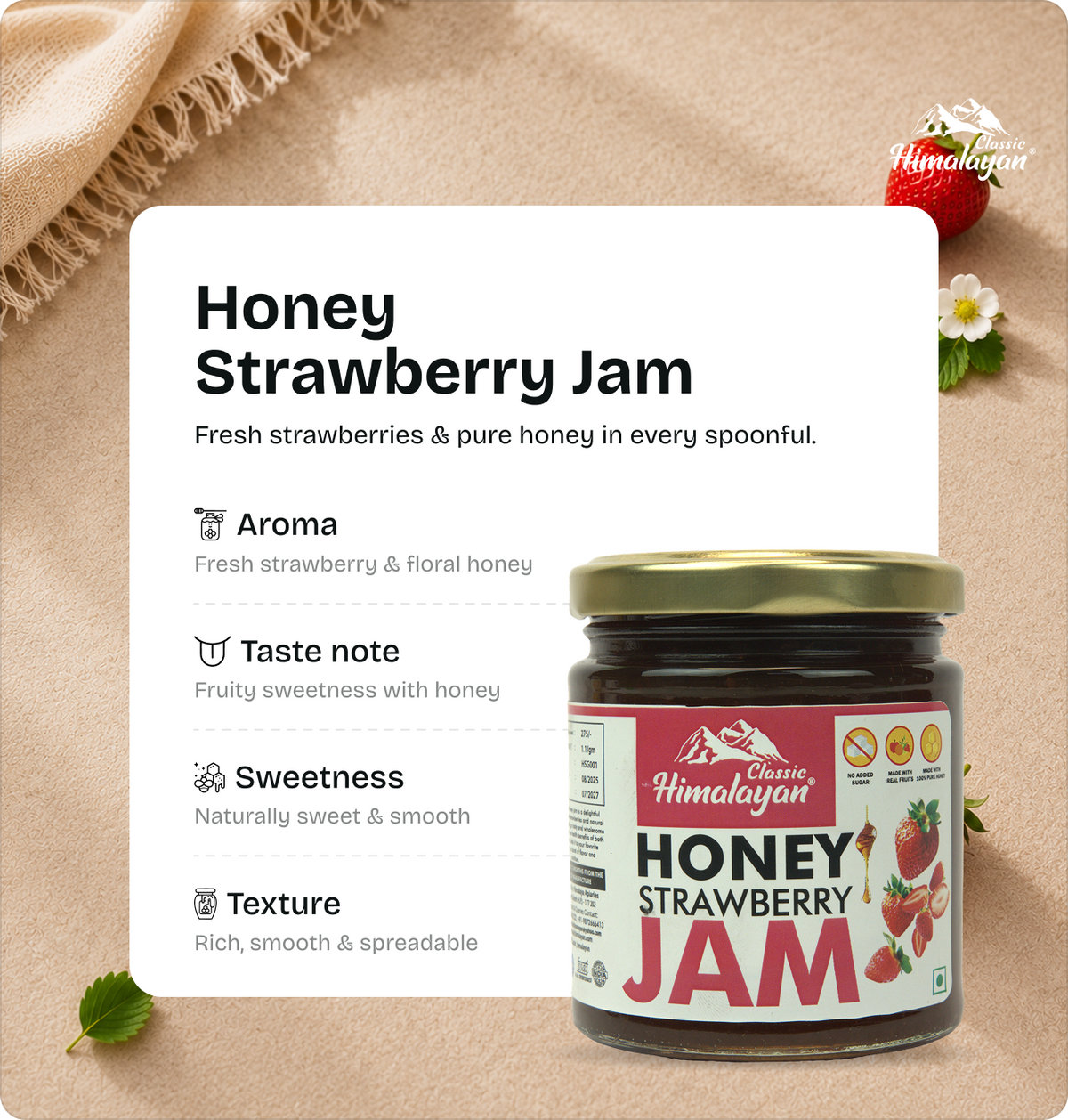 Classic Himalayan Strawberry Jam product information card