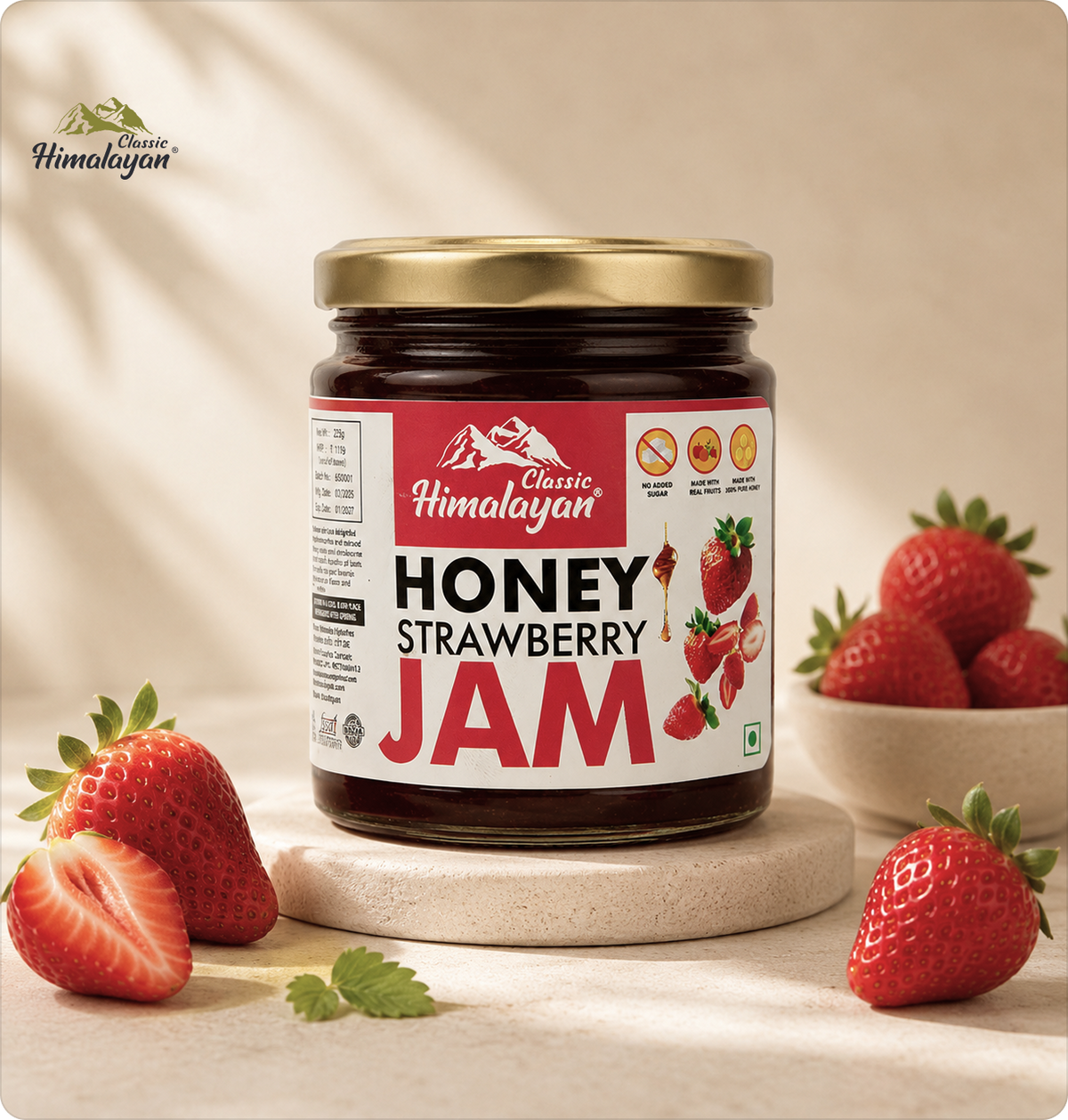 Classic Himalayan Strawberry Jam with fresh strawberries
